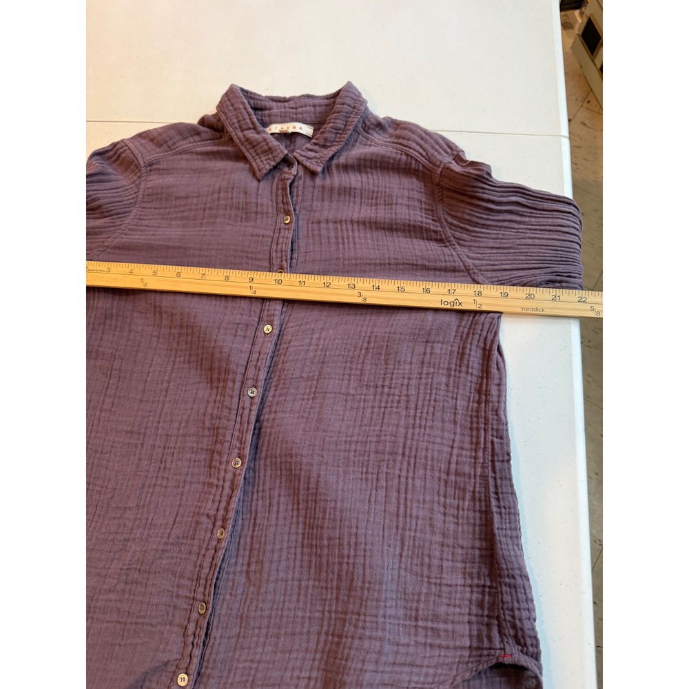 Xirena Beau Button Down Shirt Plum Purple Cotton Gauze Long Sleeve XS RN 123722 - Picture 4 of 9